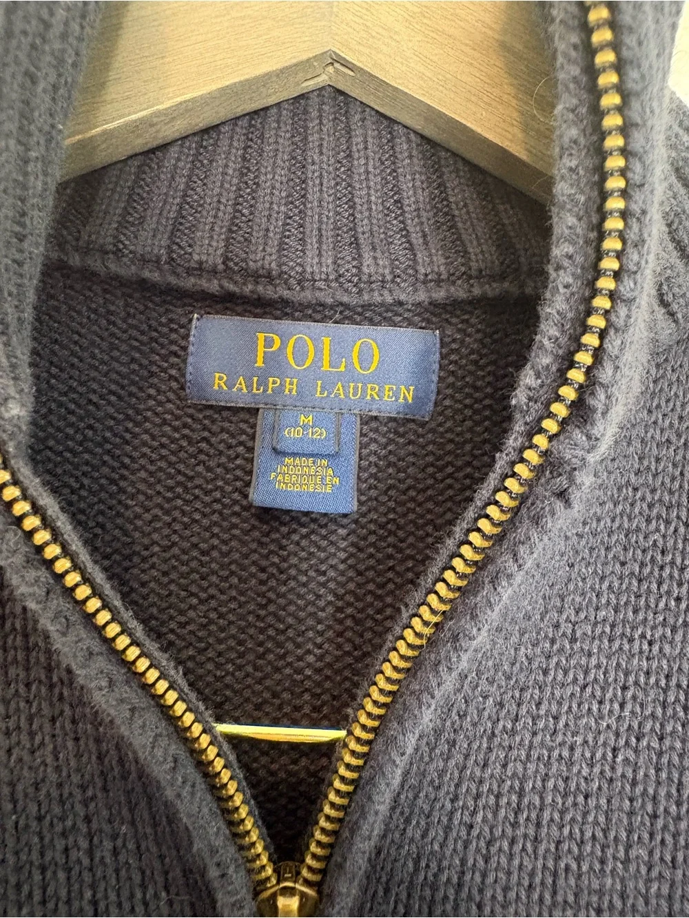 Polo Ralph Lauren Boys Quarter Zip Pullover Sweater Navy Red Pony Logo